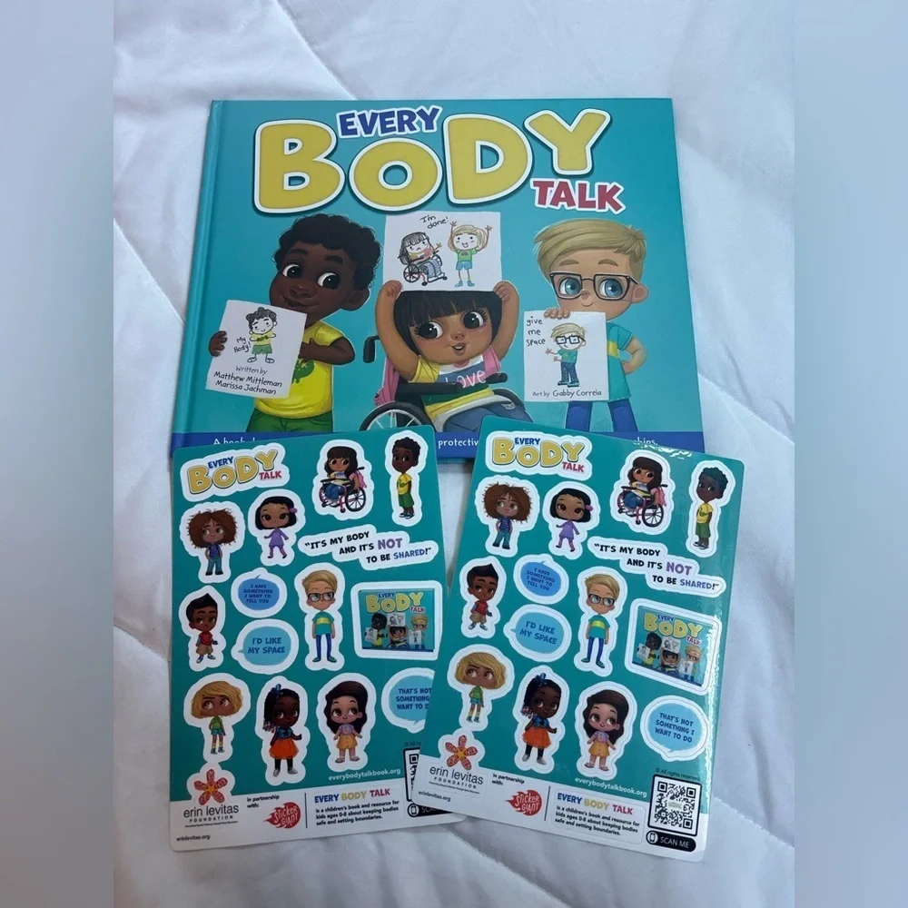 Every Body Talk Kids Book & Sticker Set- about our bodies & boundries- healthy